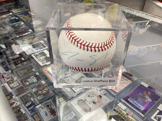 SIGNED BASEBALL JUSTUS SHEFFELD